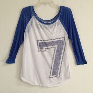 Bethany Mota Y2K burnout raglan baseball Tee L Motavator